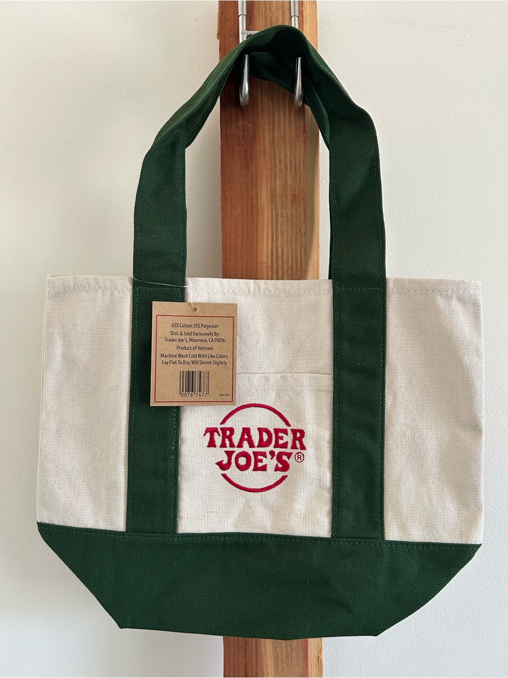 Trader Joe's Canvas Tote Bag in Natural and Dark Green